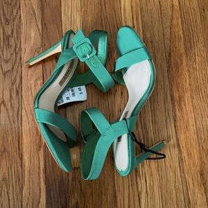 NWT Zara Kelly Green grosgrain heel sz39